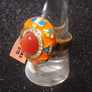 fashion enamel ring with orange cats eye